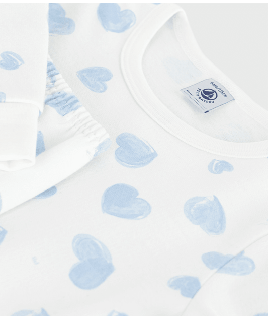 Kinderpyjama (2-delig) van fleece met hartjesprint - blauw