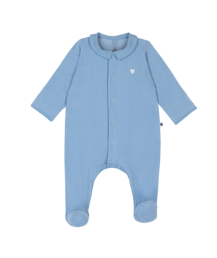 Fluwelen babypyjama met kraag - blauw