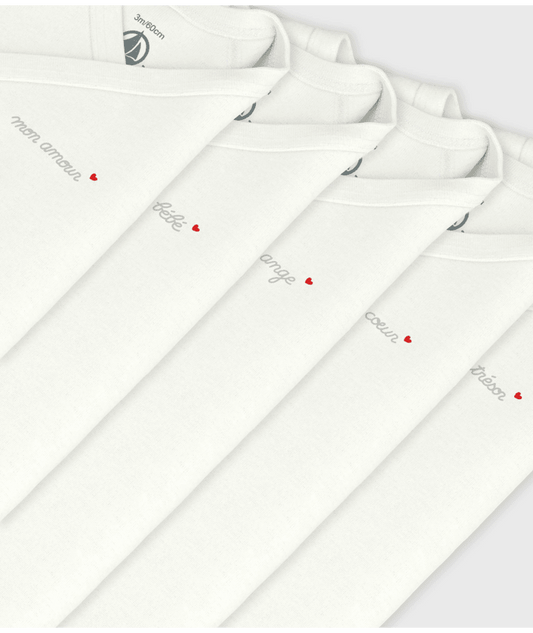 Setje met 5 effen katoenen babyrompertjes LM