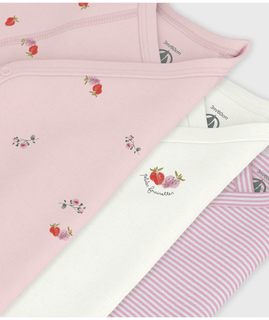 Set van 3 katoenen babyrompertjes met print KM - aardbei