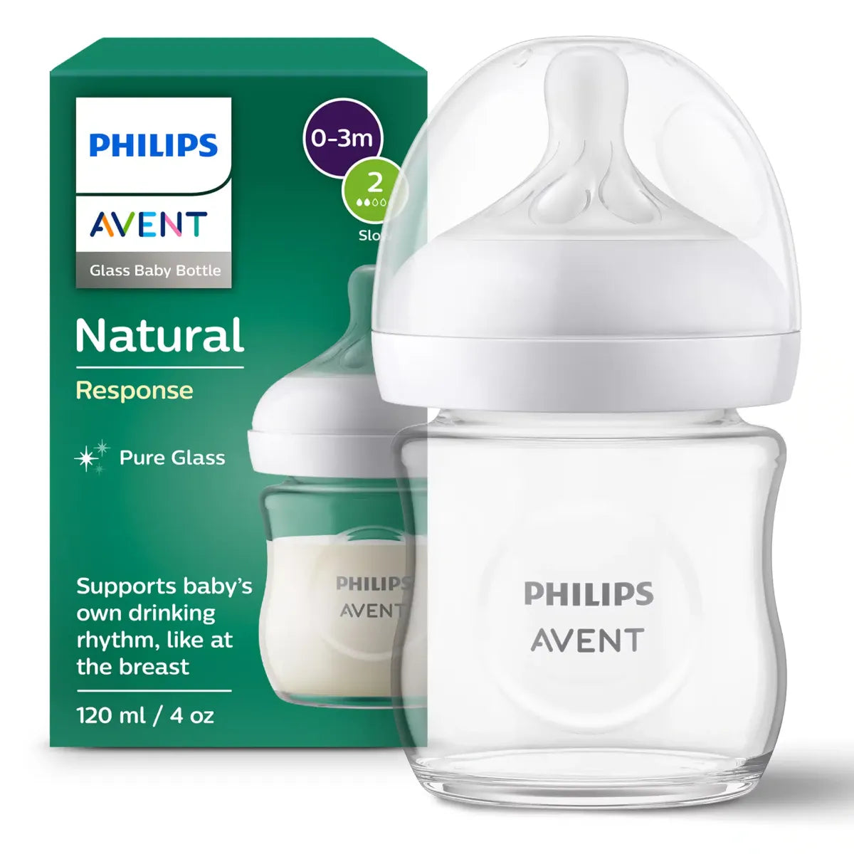 Natural 3.0 zuigfles 120ml Glas