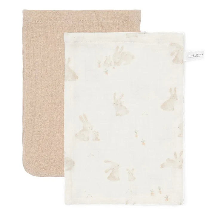 Muslin washandjes Baby Bunny / Beige (2-pack)