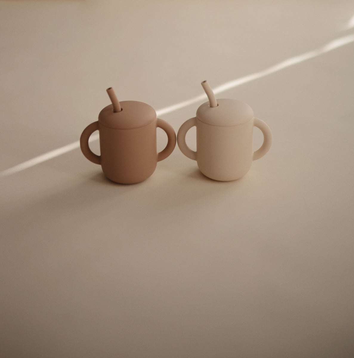 Silicone Training Cup + Straw - Shifting Sand