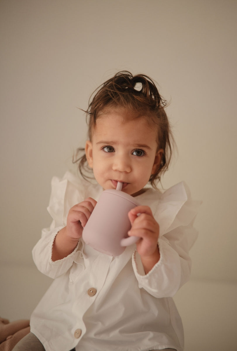 Silicone Training Cup + Straw - Shifting Sand