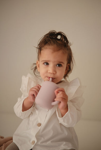 Silicone Training Cup + Straw - Shifting Sand