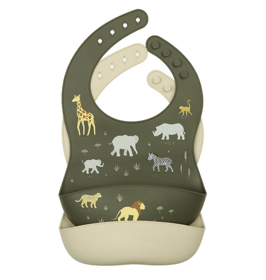 Silicone bib set of 2: Savanna