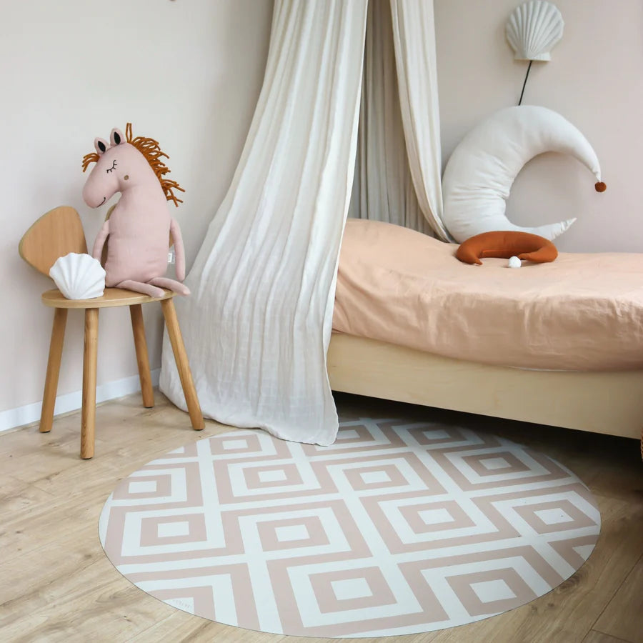 Round Splash Mat Modern Blocks - Desert Sand