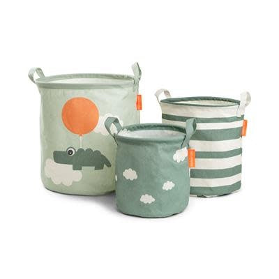 Storage basket set Happy Clouds - Green