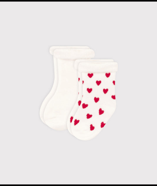 2 paar babysokjes - Hearts
