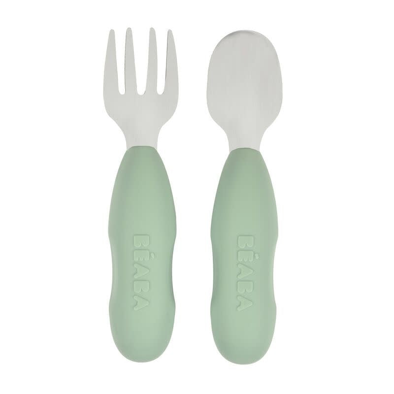 Set van 2 roestvrijstalen besteksets sage green