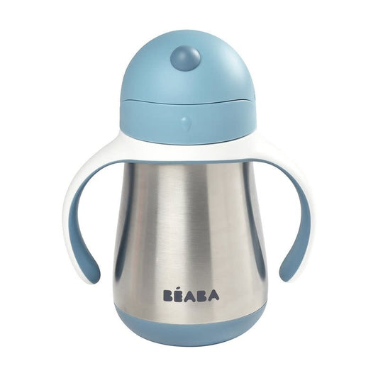 RVS drinkbeker met rietje 250ml - windy blue