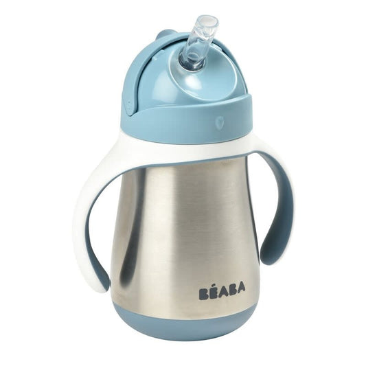 RVS drinkbeker met rietje 250ml - windy blue
