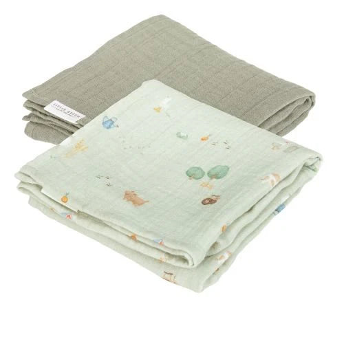 Hydrofiele doek Little Farm70 x 70 Farm/Olive (2-pack)