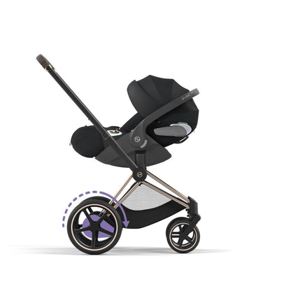 E-Priam Rosegold Frame + Seat Pack + Carry Cot Black