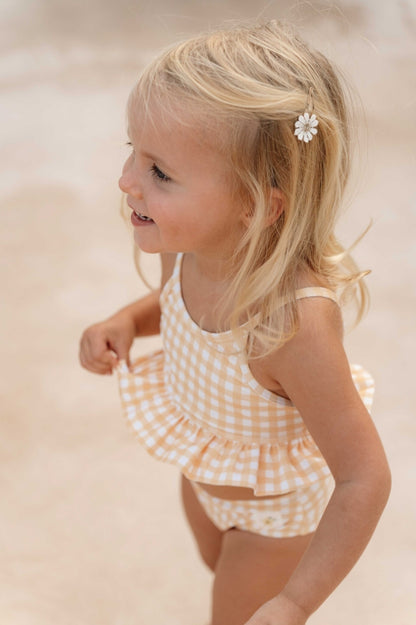 Bikini with ruffle - Yellow Check