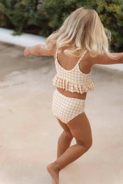 Bikini with ruffle - Yellow Check
