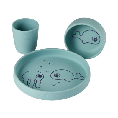 Silicone dinner set, Sea friends, Blue
