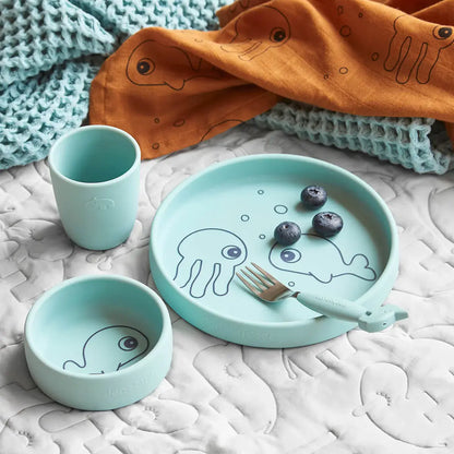 Silicone dinner set, Sea friends, Blue