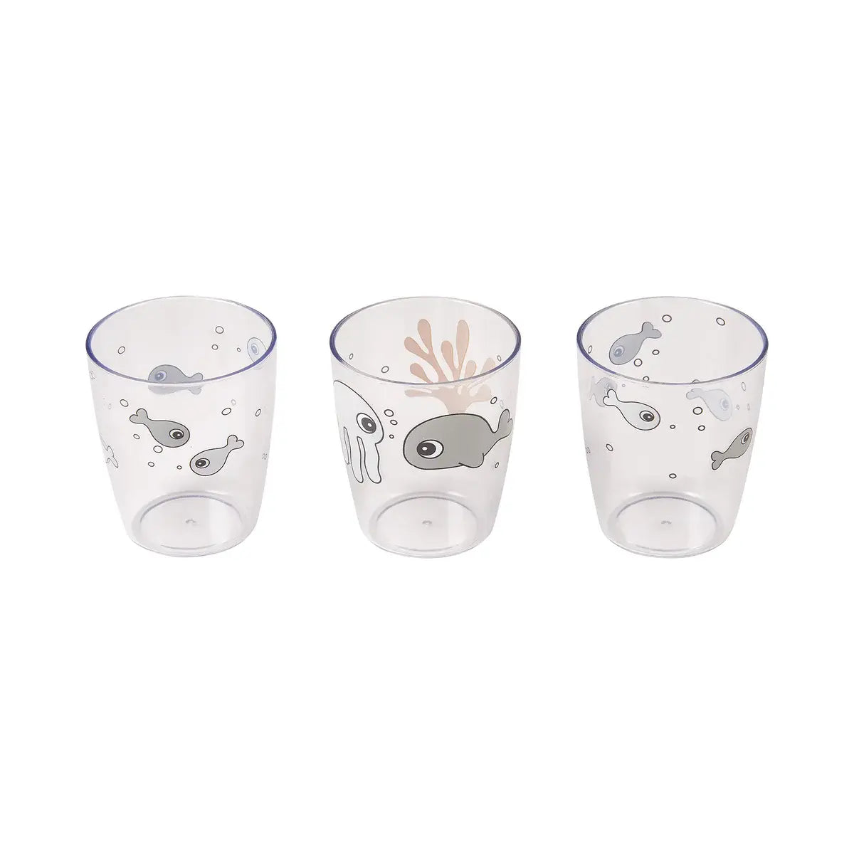 Yummy mini glass - sea frinds - Mustard/Grey (3 st)