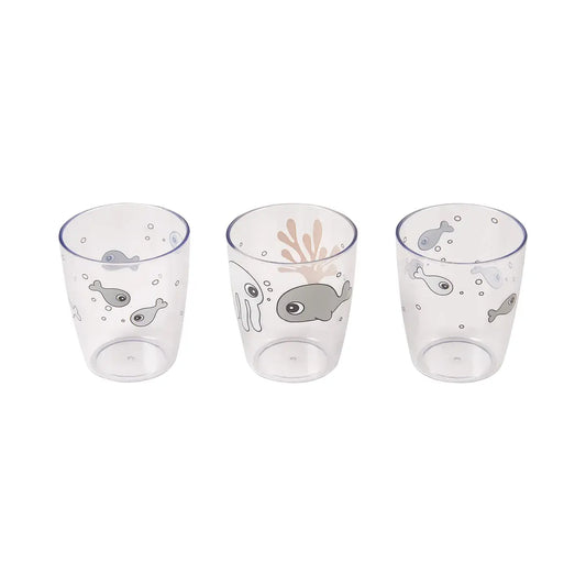 Yummy mini glass - sea frinds - Mustard/Grey (3 st)