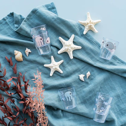 Yummy mini glass - sea frinds - Mustard/Grey (3 st)