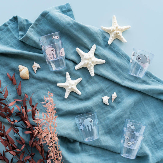 Yummy mini glass - sea frinds - Mustard/Grey (3 st)