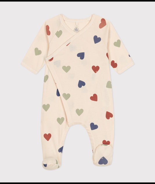 Katoenen pyjama met gekleurde hartjes