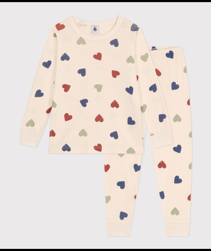 Katoenen pyjama met gekleurde hartjes