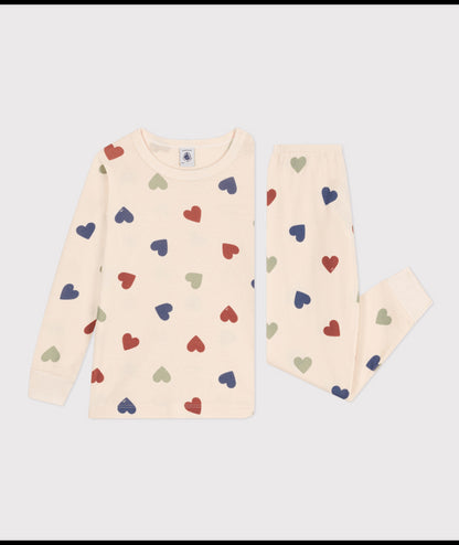 Katoenen pyjama met gekleurde hartjes