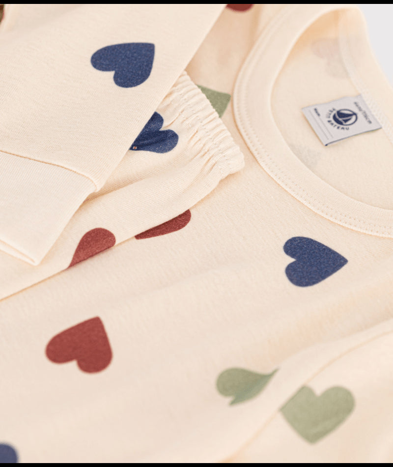 Katoenen pyjama met gekleurde hartjes