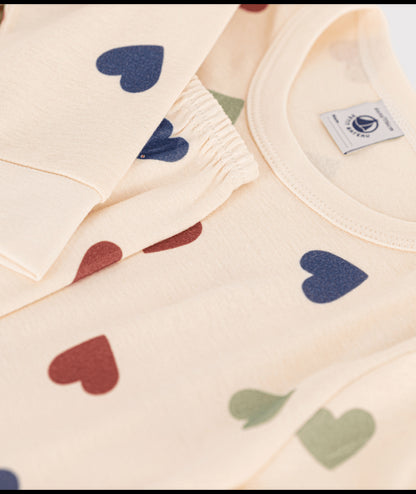 Katoenen pyjama met gekleurde hartjes