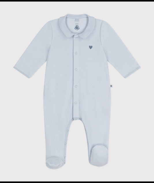 Fluwelen blauwe babypyjama
