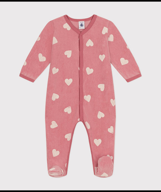 Roze fluwelen met hartjesmotief