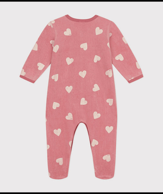 Roze fluwelen met hartjesmotief