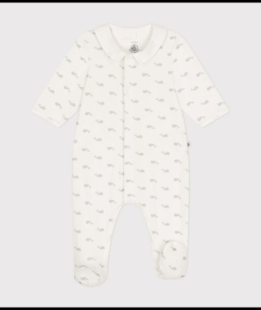 Babypyjama velours - walvis