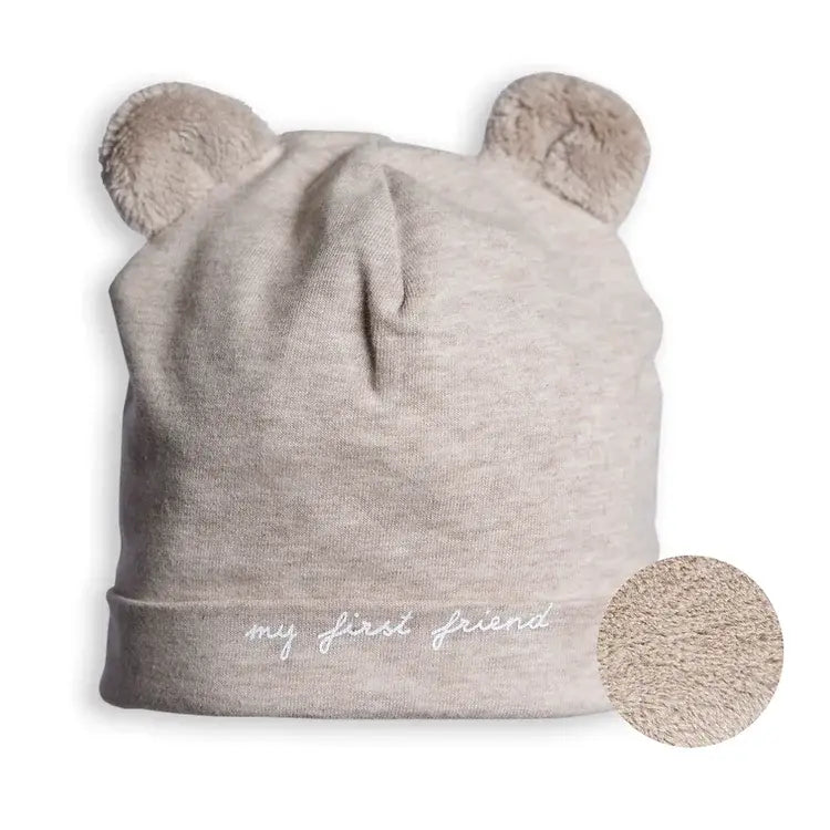 Bonnet 2 Teddy bears ears - White/Beige