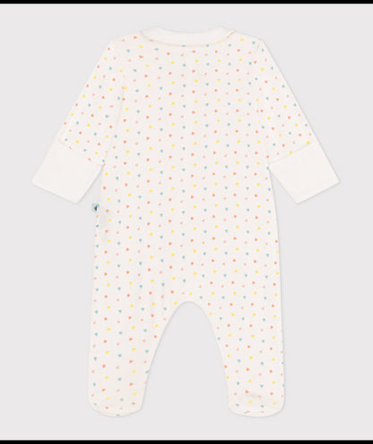 Katoenen babypyjama met ritskraagje en hartjesprint