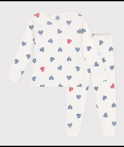 Katoenen pyjama met lange mouw en hartjesprint