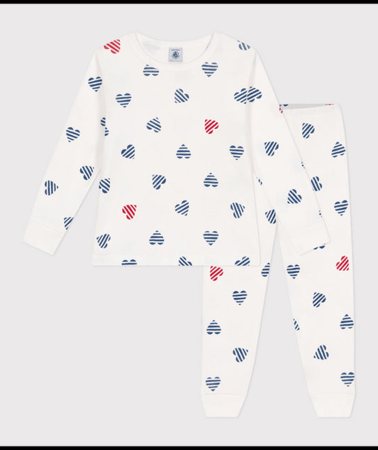 Katoenen pyjama met lange mouw en hartjesprint