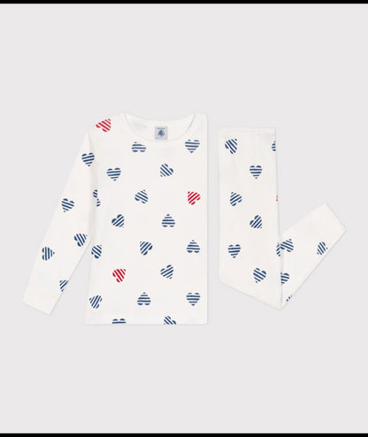Katoenen pyjama met lange mouw en hartjesprint