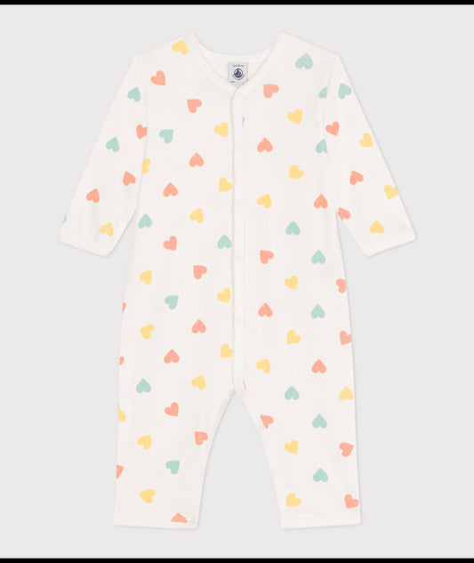 Katoenen pyjama met hartjesprint zonder voetjes