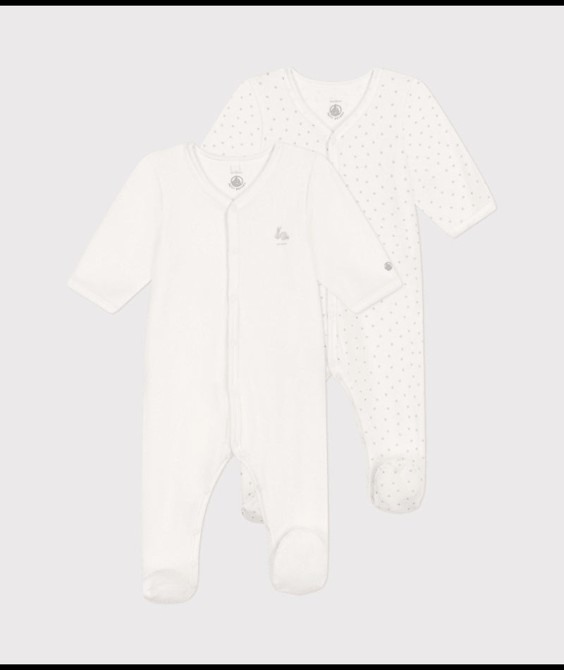 Setje met 2 fluwelen babypyjama's