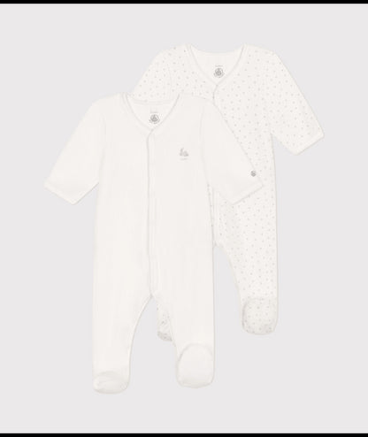 Setje met 2 fluwelen babypyjama's