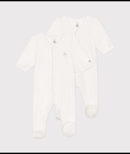 Setje met 2 fluwelen babypyjama's