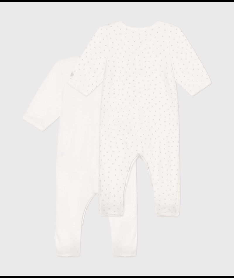 Setje met 2 fluwelen babypyjama's