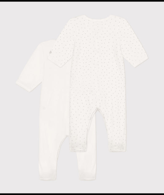 Setje met 2 fluwelen babypyjama's
