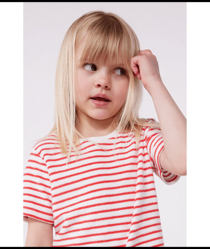 Korte katoenen kinderpyjama met streepjes - Rood
