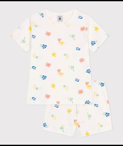Korte katoenen pyjama met print - Beach