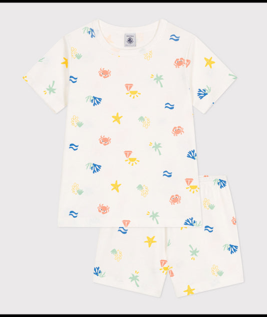 Korte katoenen pyjama met print - Beach