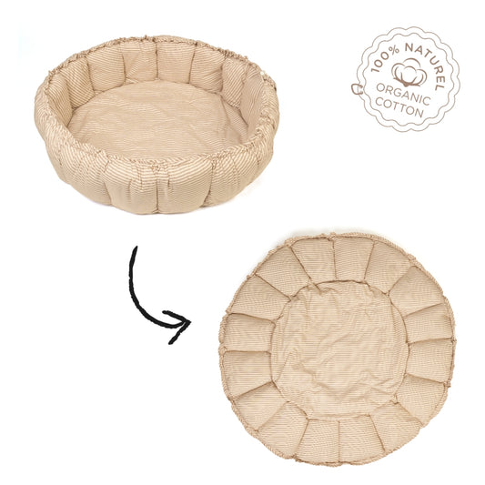 Organic babyspeelkleed & cocon - stripes brown